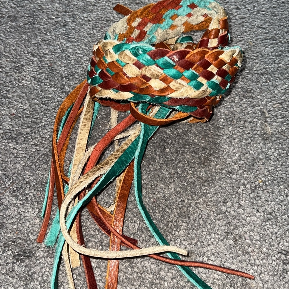 Multicolor Braided Leather Strap